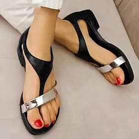 Women's Casual Summer Sandals - Ideal for Everyday Wear, Featuring a Comfortable Sole, Stylish Black and Silver Design