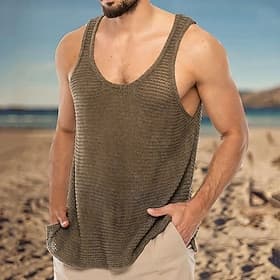 Per uomo Canotta Maglietta smanicata Canottiera Maglietta senza maniche Senza Maniche Girocollo Estate Tinta unica Sport Moda Leggero Casuale Quotidiano Vacanz