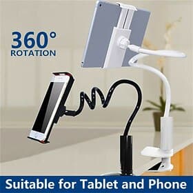 2 Pack Flexible 360 Lazy Bed Desk Phone Holder  Stands Gooseneck Mount Stand For iPad Android Tablet