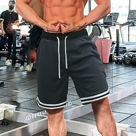 Men's Running Shorts Workout Shorts Mesh Drawstring Bottoms Athletic Casual Cotton Breathable Moisture Wicking Soft Gym Workout Basketball Running Sportswear A