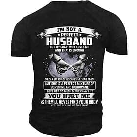 Mens Funny T-Shirt: My Crazy Wife Loves Me Husband Graphic Tee - Protective  Relationship Humor, Short Sleeve