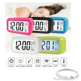 Smart Clock LED Electronic Digital Alarm Clock Recharging Desktop Clock Temperature Lazy Snooze Alarm Mute Backlit Electronic Clock Digital Clock