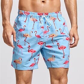 Herren Graphic Flamingo Badeshorts Boardshorts Badeshorts Badehose Schwimmshorts Mittlere Taillenlinie Modisch Hawaiianisch Klassicher Stil Casual Täglich Fest