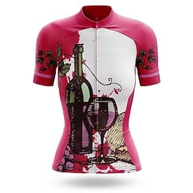 Damen Radtrikot Grafik Kurzarm Fahhrad Trikot Oberteil mit 3 Gesäßtaschen Mountainbike MTB Straßenradsport Schnelltrocknend Reflektierende Streifen Rückentasch