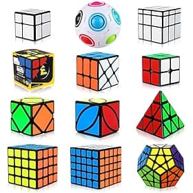 Ensemble de 12 cubes de vitesse, cube magique IQ Cube 222 333 444, pack de speedcubing, puzzle cube anti-stress, niveau professionnel, jouet de vitesse, cadeau