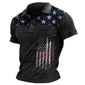 4th of July 2026 250th Men's American Flag Veterans Polo Shirts Golf Shirt Short Sleeve Polo Shirts Collared Shirts Casual Streetwear Vacation Wear Party Outfi