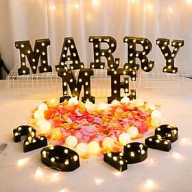 LED Letters Lights 26 Alphabet  Arabic Battery Operated Black Decorative Marquee Lamps for Events Wedding Party Birthday Home Bar(Cool Black) Newly Design