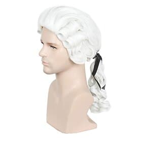 Perruque bouclée pour avocat costume de carnaval perruque pour fête homme perruque blanche longue ondulée perruque blonde blanche d'Halloween