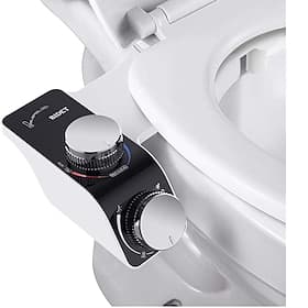 bidetfeste for toalett - selvrensende dobbel dyse, ikke-elektrisk bidet, bidetsprøyte for kaldt og varmt ferskvann med temperatur- og trykkkontroll