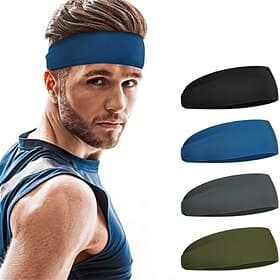 4PCS Men's Sports Headband Sweatband Sports Workout Track and Field Headband Elastic Moisture-wicking Unisex Headband Headband