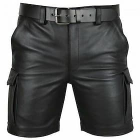 Herren Lässige Shorts Kunstleder-Shorts Tasche Feste Farbe Kurz Party Täglich Klub Modisch Klassisch Schwarz