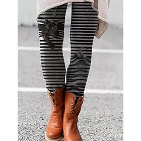 Women's Normal Tights Leggings Cozy Leggings Fashion Designer Tights Full Length Mid Waist Graphic Cat Flower / Floral Print Butt Lift Comfort Tummy Control Hi