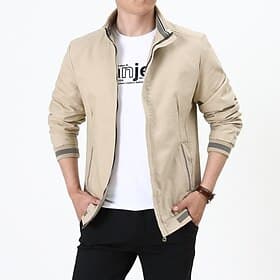 Men's Lightweight Jacket Summer Jacket Windbreaker Transition Jacket Daily Sports Breathable Pocket Spring   Fall Solid Colored Casual Stand Collar Thin Regula