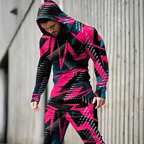 Men's Graphic Geometric 2pcs 3D Sweatshirt Sets Tracksuit Hoodies Long Sleeve Long pants Hooded Streetwear Sportswear Basic Sports  Outdoor Casual Sports Print