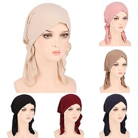 Neue elastische einfarbige Wickelkopftuchhüte muslimische Turbanmütze für Frauen innere Hijab-Hutmode weibliche Turbankappen