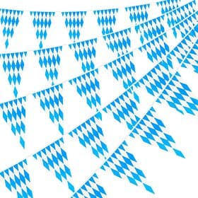 Oktoberfest Deko Bayrische Deko Set 20m blau / weie bayrisch Wiesn Dekoration Oktoberfest Deko Wimpel Girlande Banner Wimpelkette Bayern Wimpel Girlande