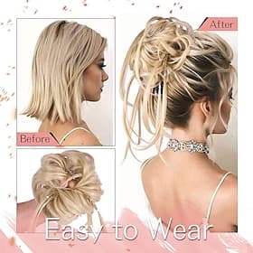 2pcs cravates pour cheveux de filles pour femmes chouchous perruques chignon désordonné morceau de cheveux 2 pièces chignons désordonnés pour les femmes chigno