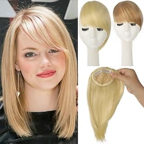 Clip in Side Bangs Hair Pieces Blonde Straight Synthetic Extensions for Women