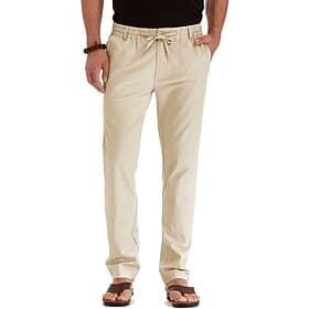Herren Leinenhose Hose Hosen Sommerhosen Elastische Taille Multi Pocket Glatt Komfort Atmungsaktiv In voller Länge Geschäft Casual Basic Brautkleider schlicht