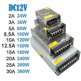 Switch Converter 110v/240v AC to DC DC12V 2A-30A 24W-360W Power Supply Universal Stabilized Voltage Transformer Adapter Driver Suitable for LED Light Bar LED B