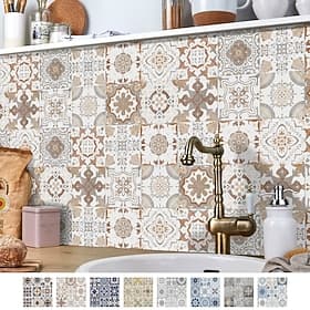 24/48 stücke kreative küche badezimmer wohnzimmer selbstklebende wandaufkleber wasserdichte retro mosaik fliesen aufkleber