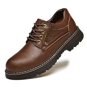 Homme Oxfords Baskets de travail Rétro Vintage Entreprise Classique du quotidien Bureau et carrière Cuir Etanche Antidérapantes Lacet Noir Marron Automne Hiver