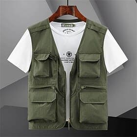 Men's Fishing Vest Hiking Vest Top Outdoor Breathable Lightweight Multi Pockets Comfortable Black Blue Grey Fishing Climbing Camping / Hiking / Caving