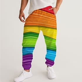 Men's Sweatpants Joggers Trousers Drawstring Side Pockets Elastic Waist Rainbow Graphic Prints Comfort Breathable Sports Outdoor Casual Daily Streetwear Design