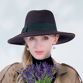 Chapeaux Laine Chapeau Fedora Chapeau de Soleil Occasionnel Fête Rétro Classique Britannique Avec Couleur unie Épissage Casque Couvre-chef