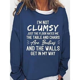 dames oversized sweatshirt pullover katoenmix tekst dagelijks sport print monogrammen actieve streetwear losse pasvorm ronde hals lange mouw zonder voering mic