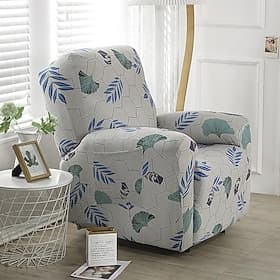 Recliner Covers Slipcovers Super Stretch Floral Printed Sofa Couch Cover Non Slip 1 Seater Lazy Boy Chair Covers Furniture Protector with Side Pocket for Livin