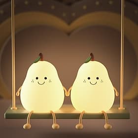 Cute Sleeping Silicone Night Light Gift Bedroom Sleeping Bedside Tap Light LED Pear Shape Night Light 5V USB Rechargeable Dimmable Touch Silicone RGB Desk Lamp