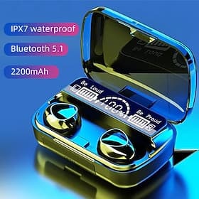 Auricular Bluetooth M10 TWS Inalámbrico 5.1 con Batería de 2000mAh Auriculares Verdaderos Inalámbricos Auriculares Deportivos Bluetooth 9D Sonido HIFI Regalo d