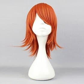 parrucca cosplay arancione da avventuriero oceanico - stile a strati con frangia laterale