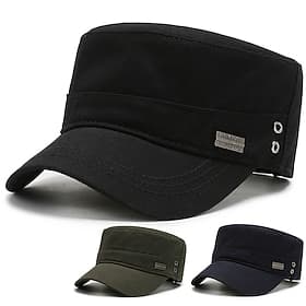 Men's Military Cap Cadet Hat Black Army Green Polyester Pure Color Fashion Classic  Timeless Chic  Modern Outdoor Daily Pure Color Portable Breathable
