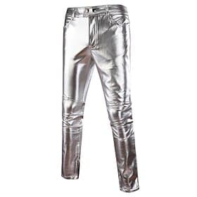 Herren Jogginghose Jogger Hose Hosen Lederhose Kunstlederhose Freizeithose Tasche Feste Farbe Komfort Atmungsaktiv Festtage Klub Strassenmode Sport Modisch Sil