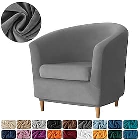 Velvet Club Chair Slipcovers, Soft Stretch Tub Burgundy Red Chair Cover for Living Room and Bedroom, Washable and Removable Armchair Protector, Furniture Prote