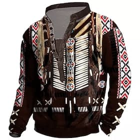 Men's Graphic Prints Sweatshirt Pullover Button Up Hoodie Long Sleeve Sweatshirt Standing Collar Streetwear Designer Casual 3D Print Casual Daily Sports Print
