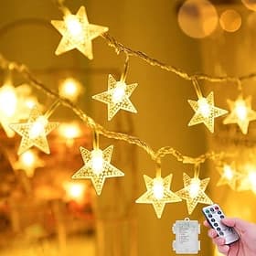 Star Fairy String Lights Battery Operated 10m 80LED with Remote Control for Indoor Outdoor Home Party Garden Patio Wedding  Tree Hanging Lights  Decoration Lig