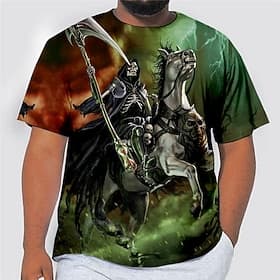 Hombre Talla Grande Camiseta Grande y alto Graphic Cuello Barco Estampado Manga Corta Primavera verano Moda Ropa de calle Básico Cómodo Casual Deportes Tops