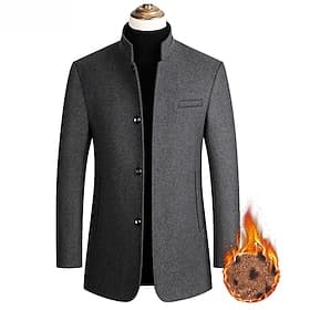 Herren Wintermantel Wollmantel Mantel Blazer Kurzermantel B¨¹ro Arbeit Herbst Winter Wolle Windundurchlässig Warm Oberbekleidung Bekleidung Basic Schick  Moder