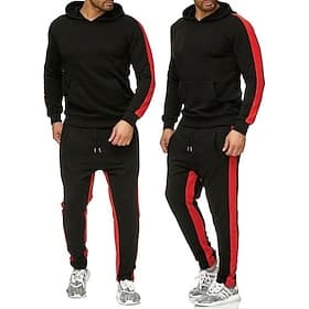 Hombre Tracksuit Sudadera Correa 2 Piezas Rayas Conjunto de ropa Trajes de Yoga Primavera Otoño Invierno Negro Blanco Entrenamiento de gimnasio Correr Entrenam