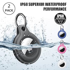 IP68 Waterproof AirTag Holder Case – Shockproof 360° Full Body Protective Keychain Cover with Metal Ring for Apple AirTag, Ideal for Pets, Keys, Bags, and Back