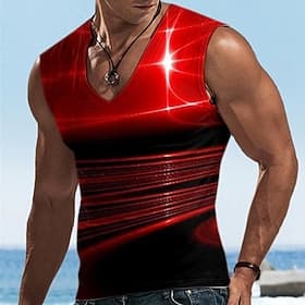 Men's Graphic Flash Vest Top Sleeveless T shirt 3D Print V Neck Shirt Designer Casual Comfortable Vacation Daily Going out Yellow Blue Red Spring Summer Cloth