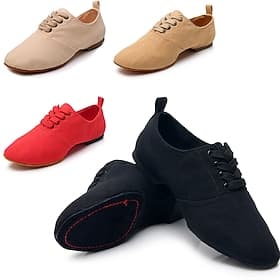 Women's Black Canvas Jazz Dance Shoes with Lace-Up Design – Comfortable and Lightweight Footwear for Jazz, Ballroom, Latin, and Social Dance