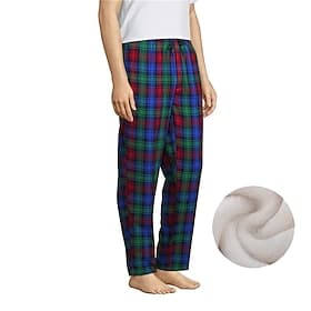 Men's Pajama Pants Plaid Pants Lounge Pants 1 pcs Grid / Plaid Warm Soft Home Bed Spa Flannel Warm Pocket Elastic Waist Winter Red Blue
