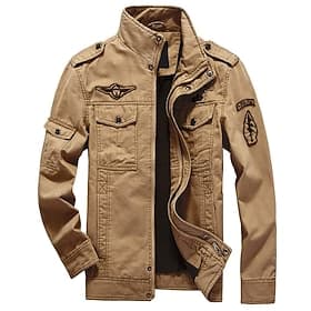 Homme Vest Bomber Veste utilitaire Veste de transition Veste Tactique Quotidien Week-end Hiver Couleur Unie Militaire Tactique Col montant Régulier Coton Noir