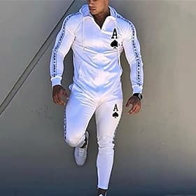Men's Graphic Poker 2pcs 3D Sweatshirt Sets Hoodie Tracksuit Long Sleeve Long pants Hooded Streetwear Designer Basic Sports  Outdoor Casual Sports Zipper Print