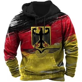 Herren Farbblock Grafikdrucke Kapuzensweatshirt Kapuzenshirts Pullover Streetwear Designer Basic Lässig Langarm Mit Kapuze Täglich Sport Gelb Druck Frühling  H