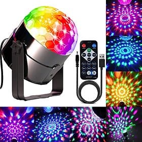 Mini DJ Discolampe Party-Bühne Licht Indoor LED 7 Farben Effekt Projektor-Ausrüstung für Bühnenbeleuchtung mit Fernbedienung tonaktiviert zum Tanzen Geschenk K